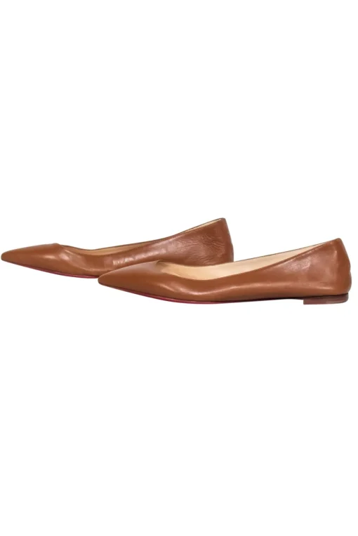 Christian Louboutin - Tan Leather Pointed Toe Flats Sz 7