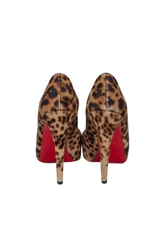 Christian Louboutin - Tan Leopard Print Peep Toe Pumps Sz 9.5