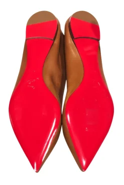 Christian Louboutin - Tan Leather Pointed Toe Flats Sz 7