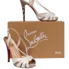 Christian Louboutin - White Leather & Snakeskin Strappy Slingback Pumps Sz 7.5