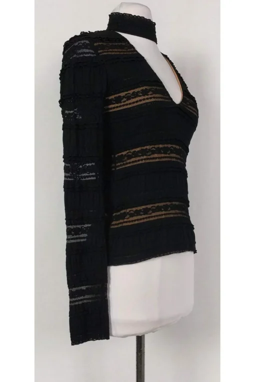 Cinq a Sept - Black Lace Cut Out Top Sz XS