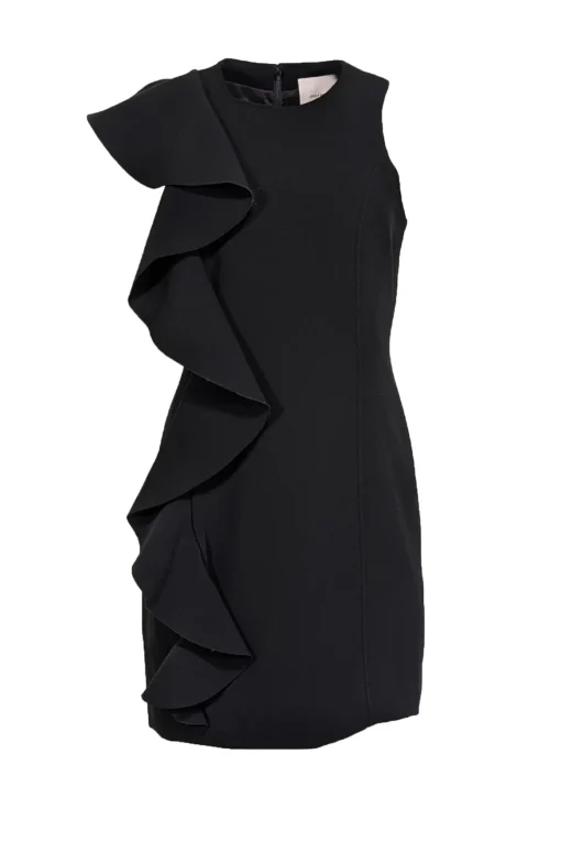 Cinq a Sept - Black Sleeveless Ruffle Front Sheath Dress Sz 10