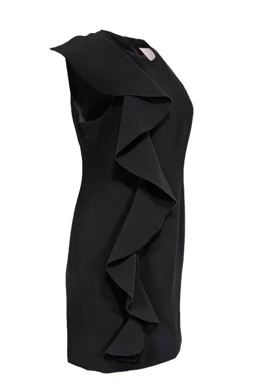 Cinq a Sept - Black Sleeveless Ruffle Front Sheath Dress Sz 10