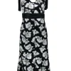 Cinq a Sept - Black w/ White Floral Print Silk Mermaid Dress Sz 4