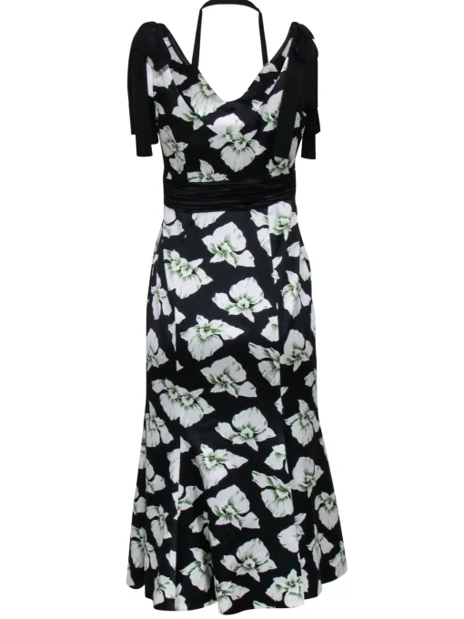 Cinq a Sept - Black w/ White Floral Print Silk Mermaid Dress Sz 4