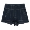 Cinq a Sept - Dark Wash High Waisted Denim Shorts w/ Contrast Stitching Sz 0