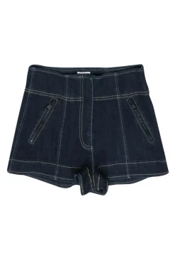Cinq a Sept - Dark Wash High Waisted Denim Shorts w/ Contrast Stitching Sz 0