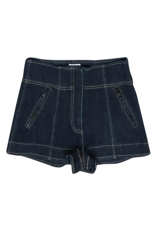 Cinq a Sept - Dark Wash High Waisted Denim Shorts w/ Contrast Stitching Sz 0