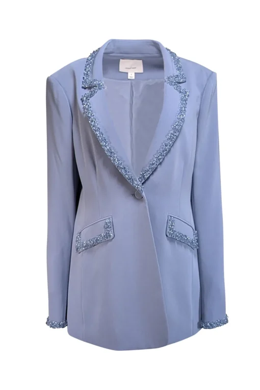 Cinq a Sept - Dusty Blue Beaded Trim Blazer Sz 14