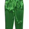 Cinq a Sept - Grass Green Satin Cropped Drawstring Pants Sz S