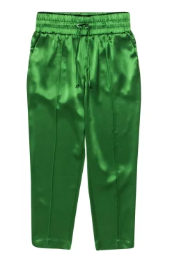 Cinq a Sept - Grass Green Satin Cropped Drawstring Pants Sz S