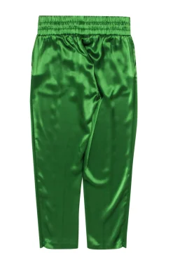 Cinq a Sept - Grass Green Satin Cropped Drawstring Pants Sz S