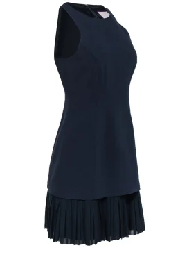 Cinq a Sept - Navy Sheath Dress w/ Pleated Drop Hem Sz 4