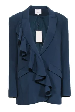 Cinq a Sept - Peacock Blue Ruffled "Margo" Blazer Sz 8