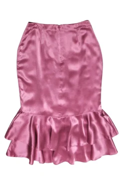 Cinq a Sept - Pink Ruffle Silk Midi Skirt Sz 6