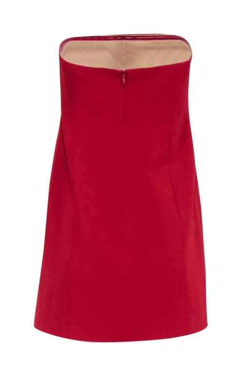 Cinq a Sept - Red Strapless Mini Dress w/ Tassel Trimmed Ruffle Sz 12