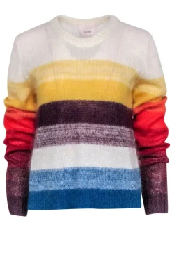 Cinq a Sept - White & Multicolor Stripe Mohair w/ Wool blend Sweater Sz M