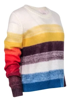 Cinq a Sept - White & Multicolor Stripe Mohair w/ Wool blend Sweater Sz M