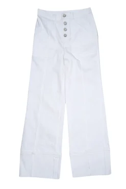 Cinq a Sept - White Button Up High Rise Wide Leg w/ Cuff Pant Sz 2