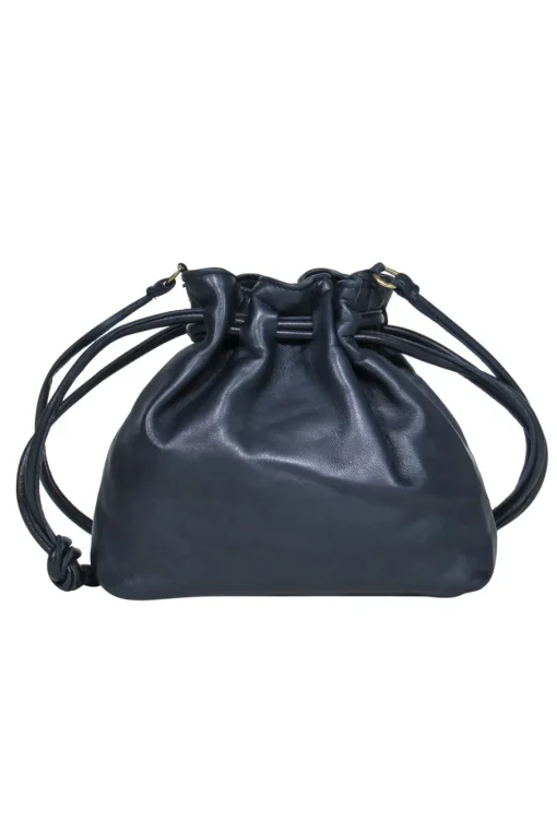 Clare V. - Navy Leather Drawstring Bucket-Style Crossbody