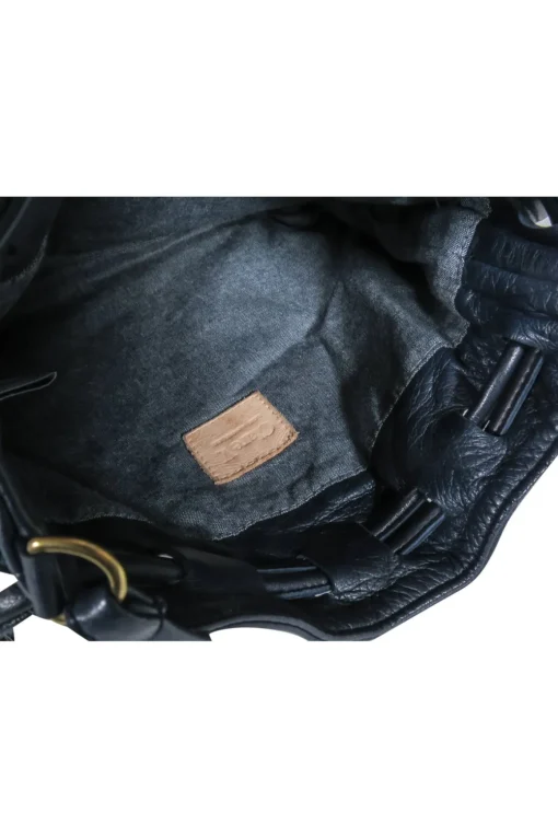 Clare V. - Navy Leather Drawstring Bucket-Style Crossbody
