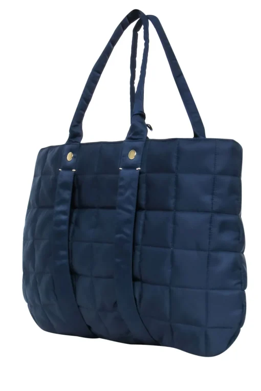 Clare V. - Navy Quilted Puffer "Trapezienne" Tote