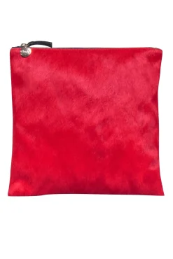 Clare V. - Red Calf Hair Zipper Clutch