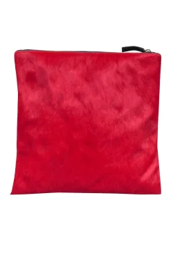Clare V. - Red Calf Hair Zipper Clutch