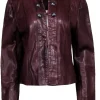 Classiques Entier - Brown Leather Ruffle Collar Leather Jacker Sz XL