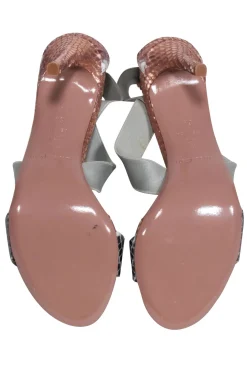Claudia Ciuti - Rose Gold & grey Snakeskin Textured strappy Sandals Sz 6.5