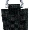 Cleobella - Black Beaded Handbag w/ Marble Handles