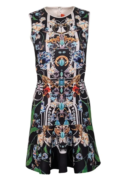 Clover Canyon - Black Abstract Jewel Print Sleeveless Mini Dress Sz XS