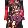 Clover Canyon - Brown Floral Print Long Sleeve Scuba Zipper Front Dress Sz S