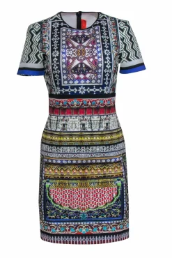 Clover Canyon - Neoprene Digital Print Short Sleeve Midi Dress Sz L
