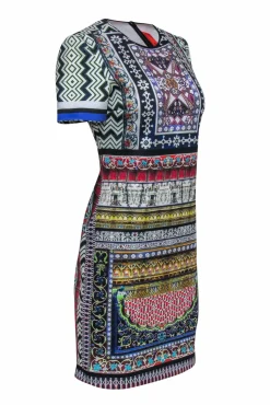 Clover Canyon - Neoprene Digital Print Short Sleeve Midi Dress Sz L
