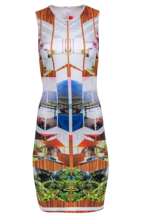 Clover Canyon - White w/ Multi Color Abstract Print Dress Sz XS