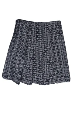 Club Monaco - Black & Silver Geometric Brocade Pleated Skirt Sz 0