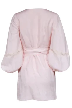 Club Monaco - Blush Pink Linen Blend Crop Sleeve Wrap Dress Sz 0