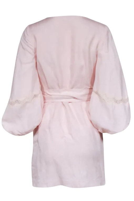 Club Monaco - Blush Pink Linen Blend Crop Sleeve Wrap Dress Sz 0