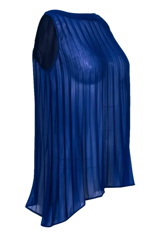 Club Monaco - Cobalt Pleated Sheer Tank w/ Back Purple Bow Sz XS