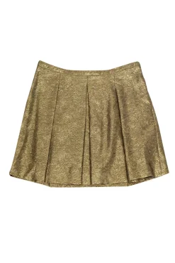 Club Monaco - Gold Brocade Pleated Skirt Sz 10
