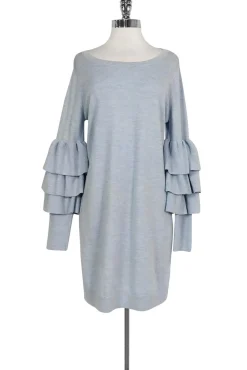 Club Monaco - Light Blue Ruffle Sleeve Dress Sz L