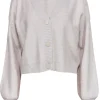Club Monaco - Light Grey Cashmere Button-Up Cropped Balloon Sleeve Cardigan Sz M