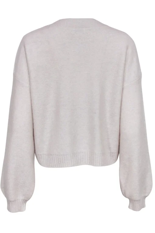 Club Monaco - Light Grey Cashmere Button-Up Cropped Balloon Sleeve Cardigan Sz M