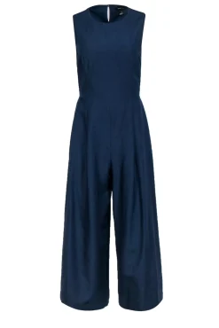 Club Monaco - Navy Sleeveless Cut Out Back Jumpsuit Sz 2