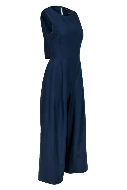 Club Monaco - Navy Sleeveless Cut Out Back Jumpsuit Sz 2