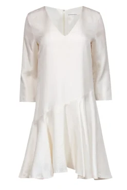 Club Monaco - Off-White Quilted Asymmetrical Midi Dress Sz 4