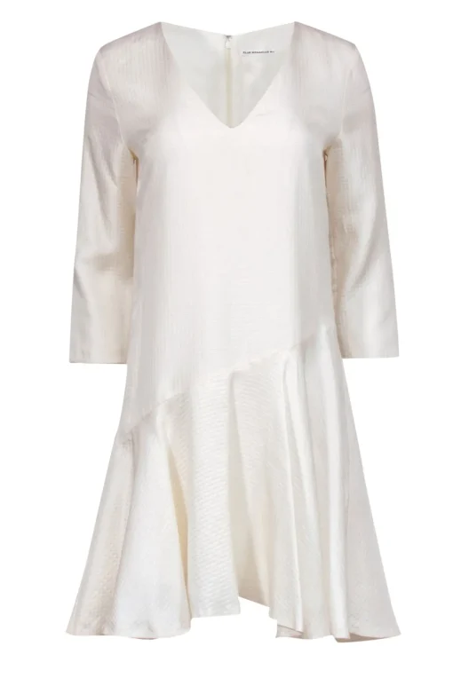 Club Monaco - Off-White Quilted Asymmetrical Midi Dress Sz 4