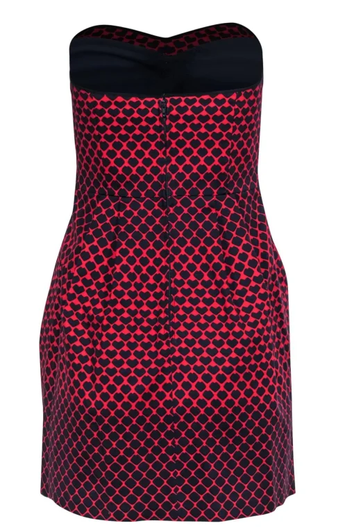 Club Monaco - Red Strapless Mini Dress w/ Navy Hearts Sz 6
