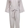 Club Monaco - White & Taupe Striped Belted Jumpsuit Sz 4